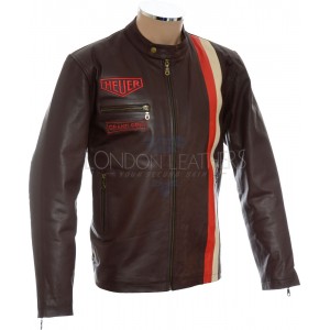 Brown Steve McQueen Heuer GrandPrix Leather Jacket